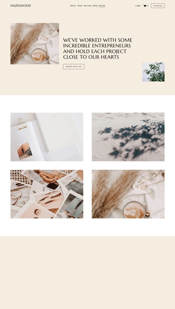 The Portfolio page of the Hazelwood Squarespace template