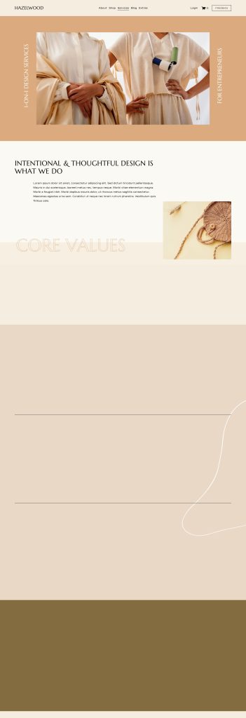 The Services page of the Hazelwood Squarespace template