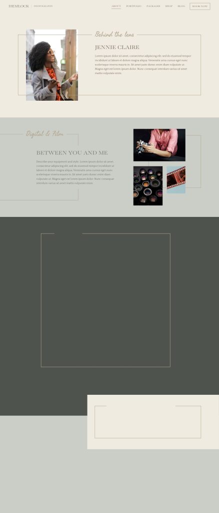 The About page of the Hemlock Squarespace template