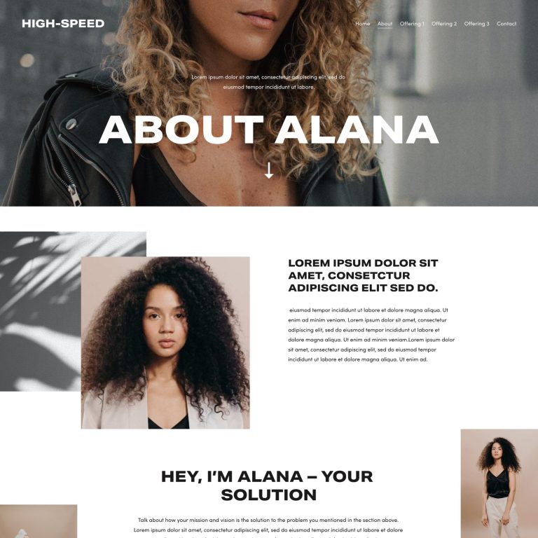 High Speed — Squarespace Coaching Template template — preview of its design