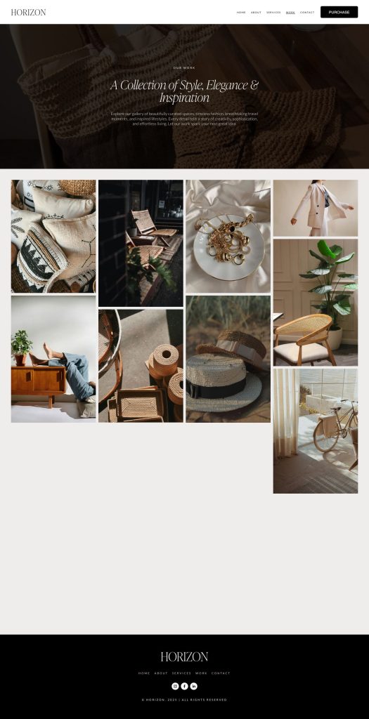 The Work page of the Horizon Squarespace template