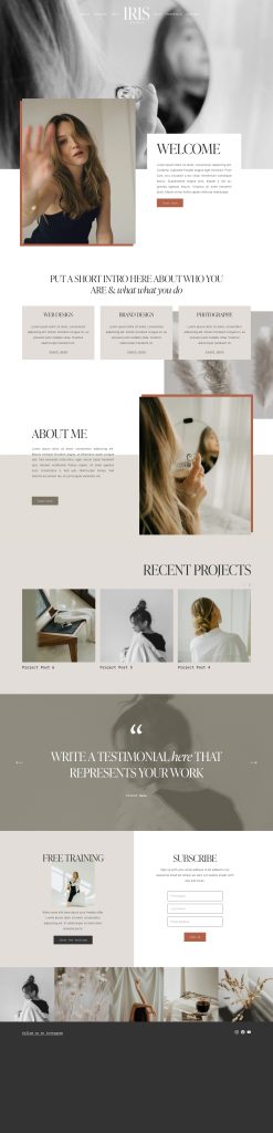 The Iris Home page, top to bottom