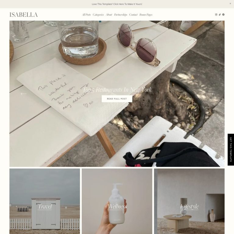 Isabella template — preview of its design