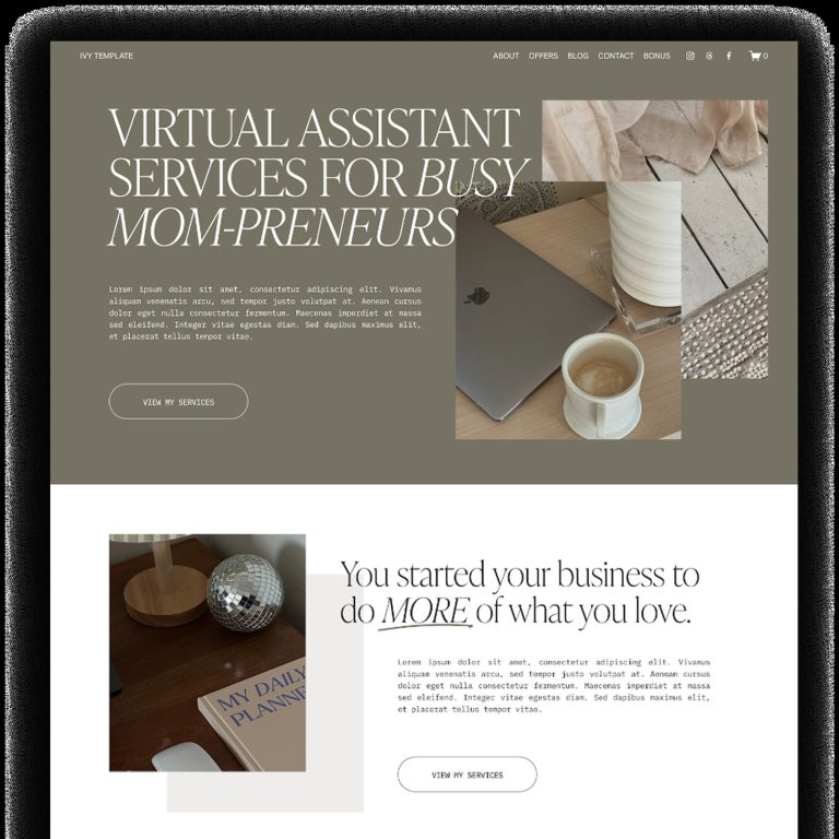 Ivy template — preview of its design