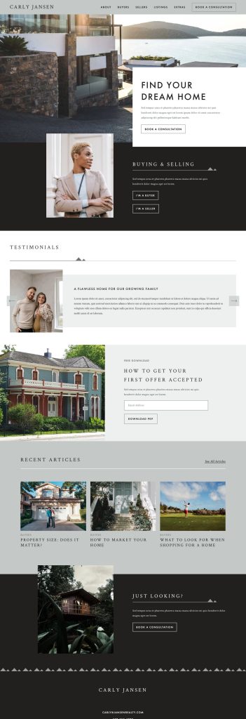 The Home page of the Jansen Squarespace template