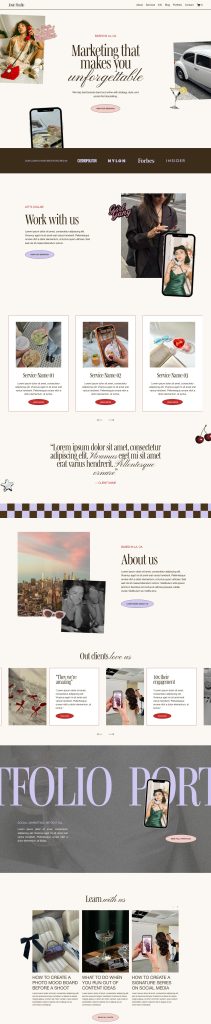 The Josie Home page, top to bottom