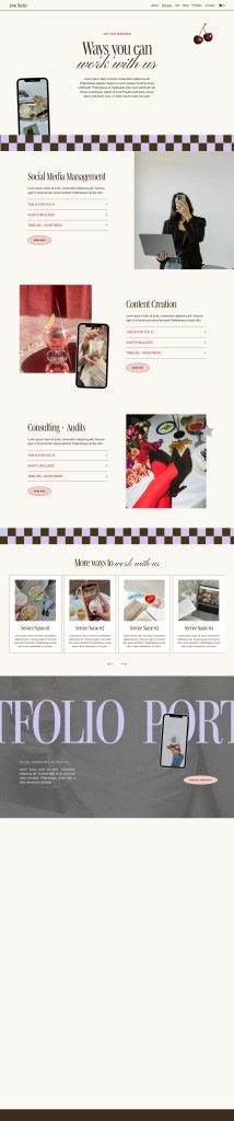The Josie Services page, top to bottom