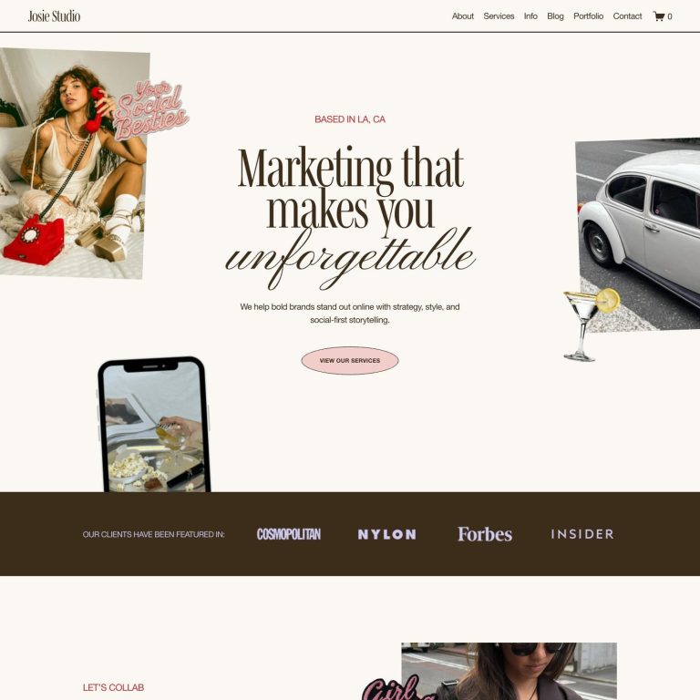 Josie — Squarespace Virtual Assistant Template template — preview of its design