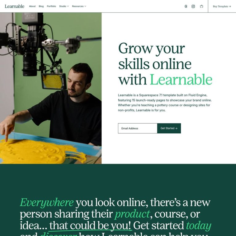 Learnable template — preview of its design
