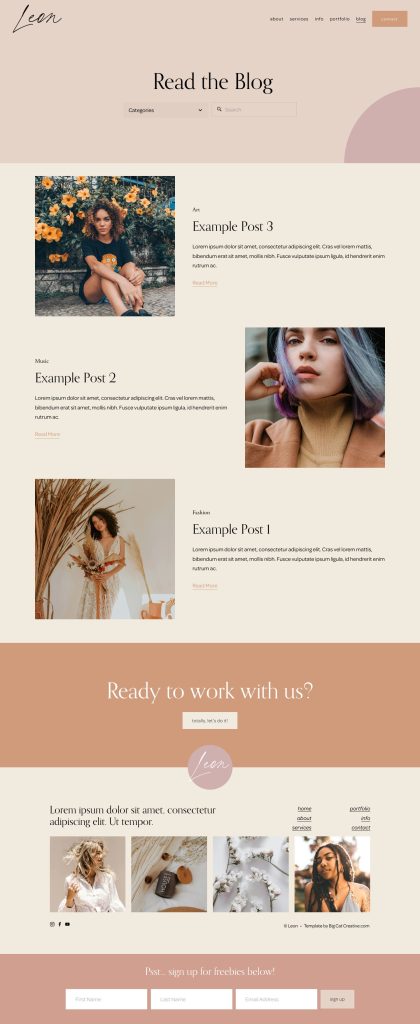 The Leon Blog page, top to bottom