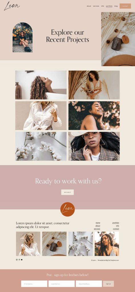 The Leon Portfolio page, top to bottom