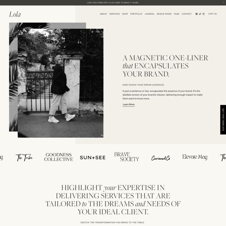 Lola template — preview of its design