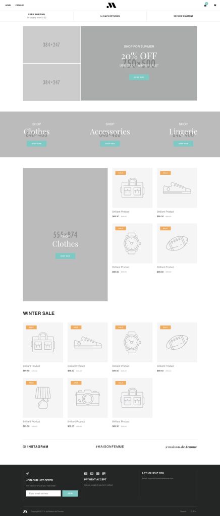The Home page of the Maison template