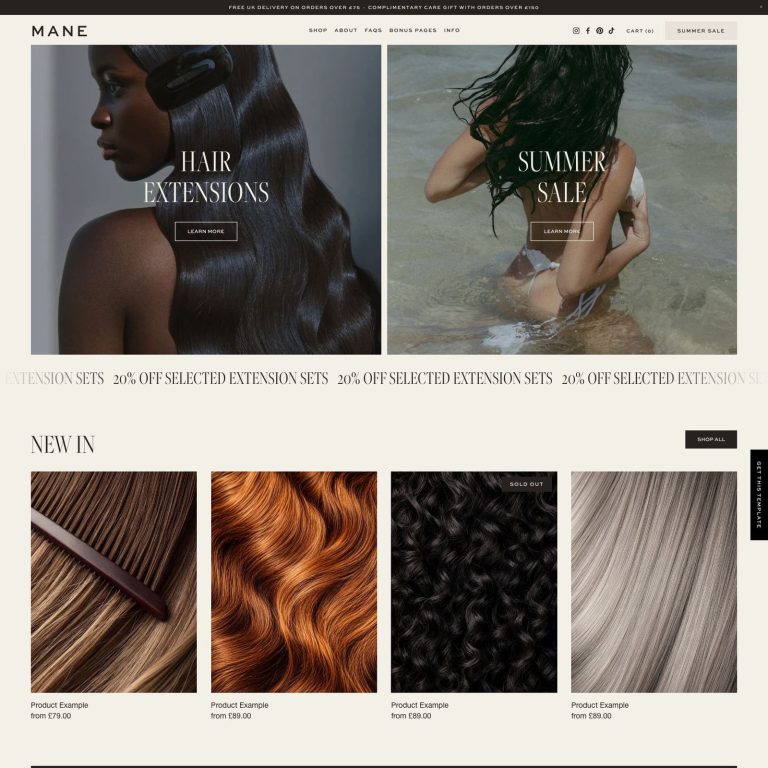Mane template — preview of its design