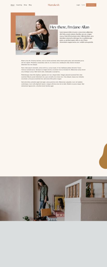 The About page of the Marrakesh Squarespace template