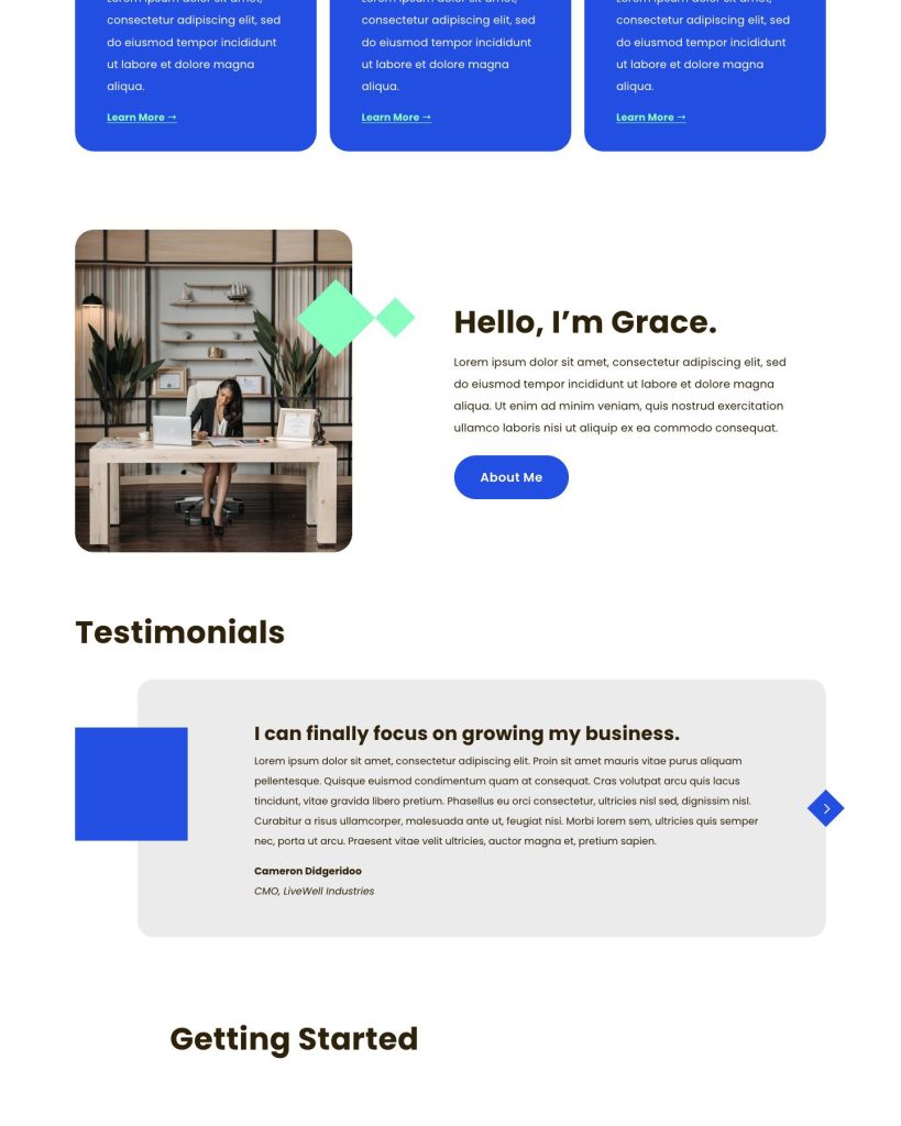The Maven template, shown on its live demo