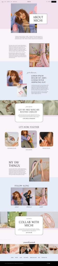 The Michi About page, top to bottom