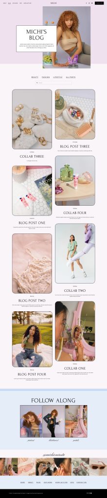 The Michi Blog page, top to bottom