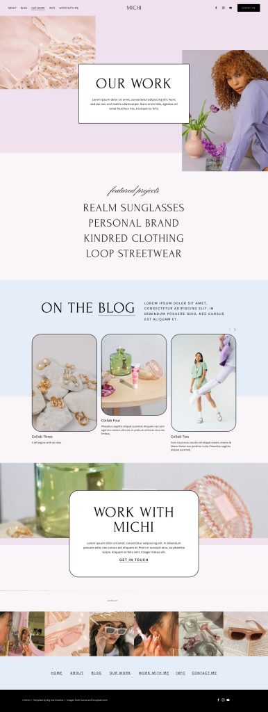 The Michi Our work page, top to bottom