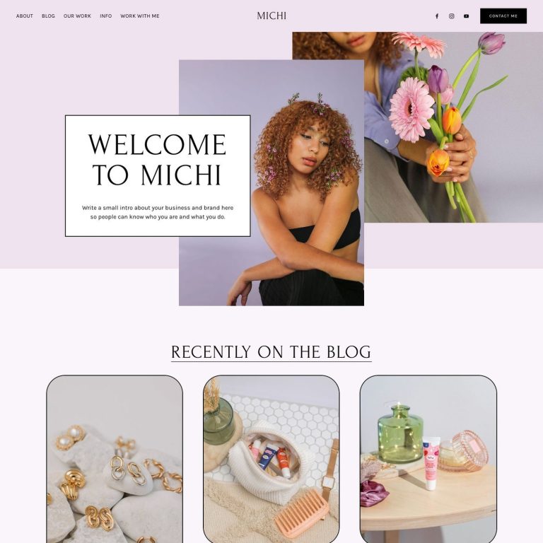 Michi — Squarespace Influencer Template template — preview of its design