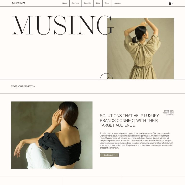 Musing template — preview of its design