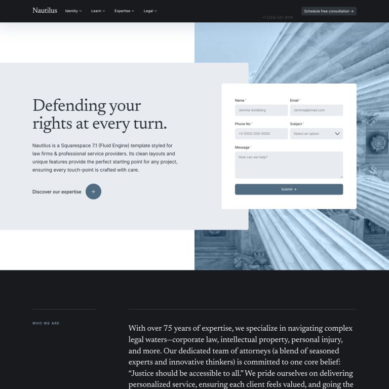 Nautilus template — preview of its design