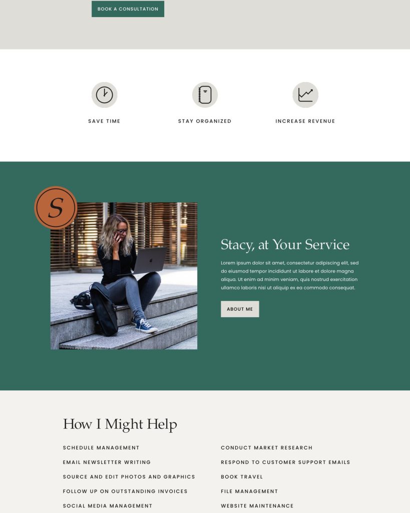 The Nimble template, shown on its live demo