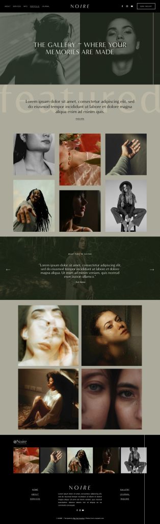 The Noire Portfolio page, top to bottom