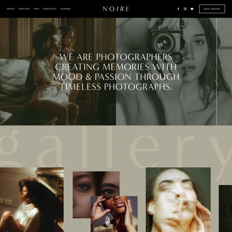 Noire — Squarespace Interior Design Template template — preview of its design