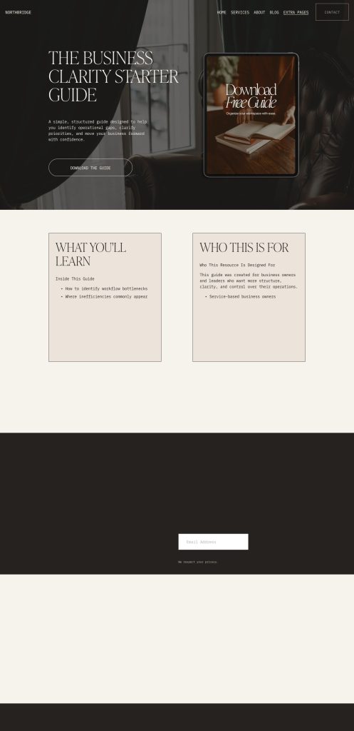 The Resources page of the Northbridge template