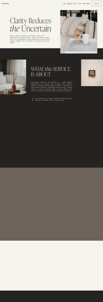The Service Specifics page of the Northbridge template