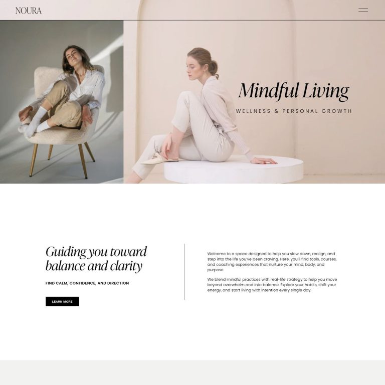 Noura template — preview of its design