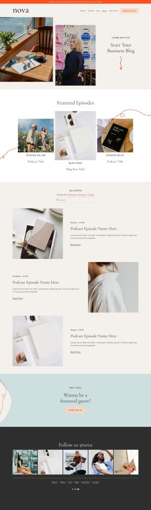 The Nova Blog page, top to bottom