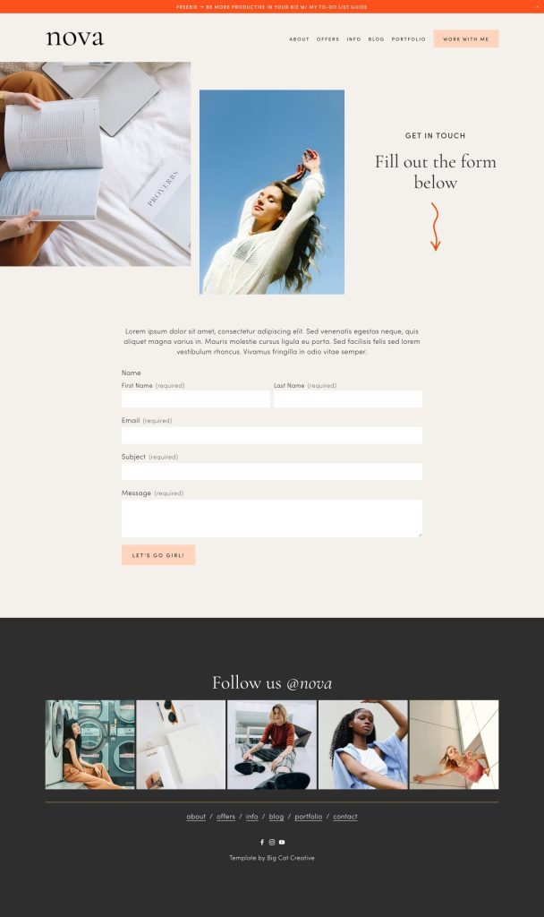 The Nova Contact page, top to bottom