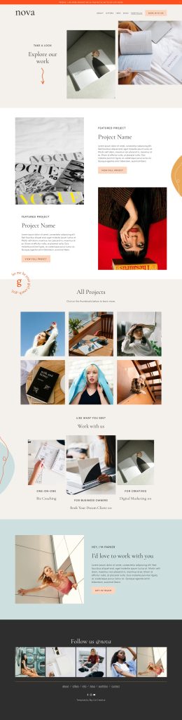The Nova Portfolio page, top to bottom