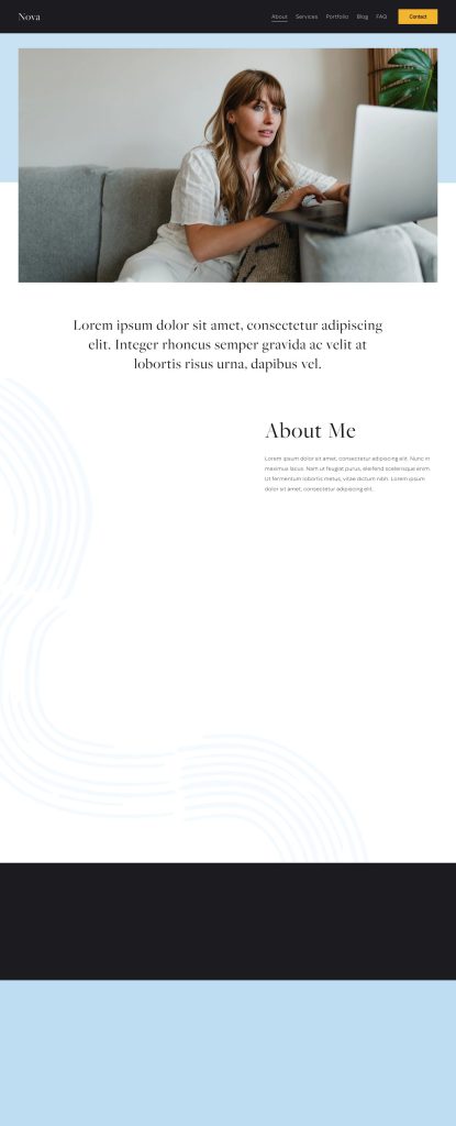 The About page of the Nova Squarespace template
