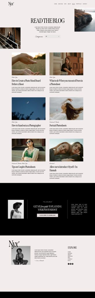 The Nyx Blog page, top to bottom