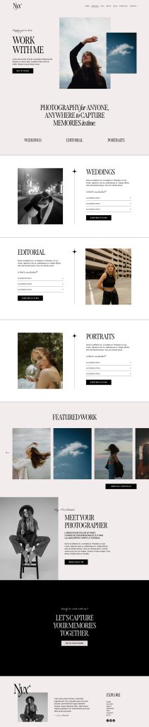 The Nyx Services page, top to bottom