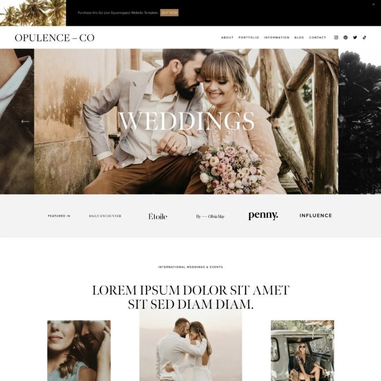 Opulence — Squarespace Photography Template template — preview of its design