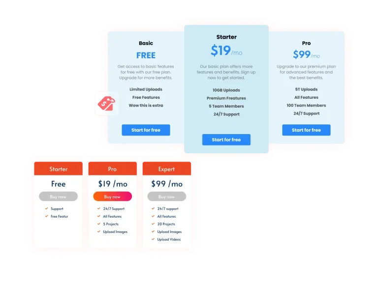 Pricing Tables preview