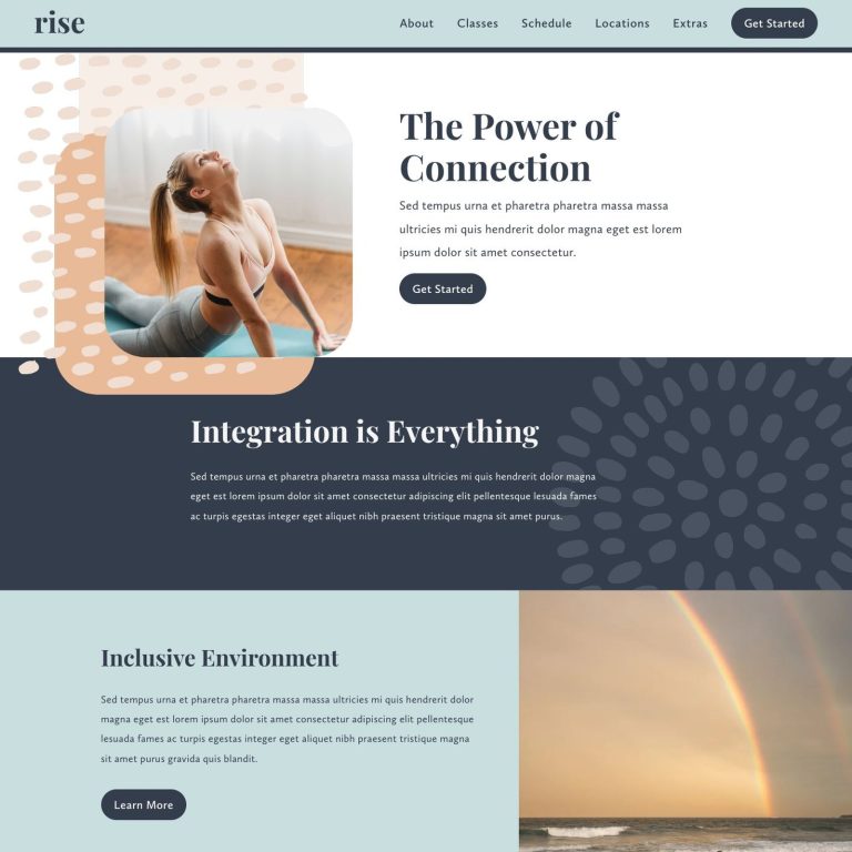Rise template — preview of its design
