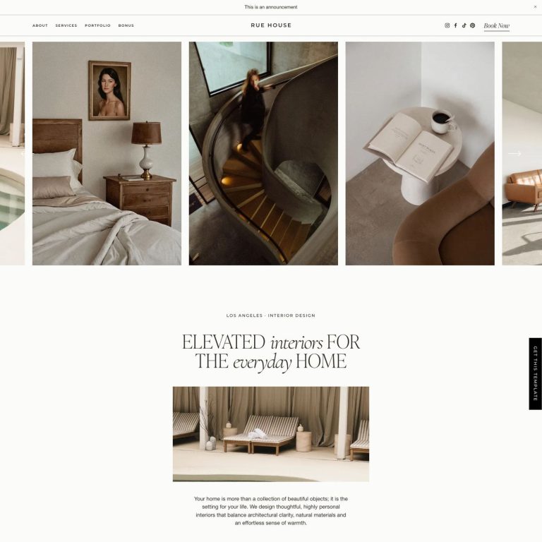 Rue House template — preview of its design