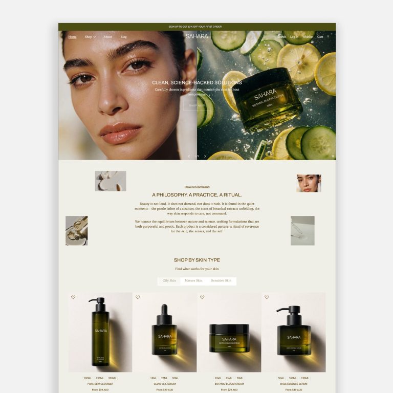 Sahara — Shopify Theme by Studio Mayde template — preview of its design