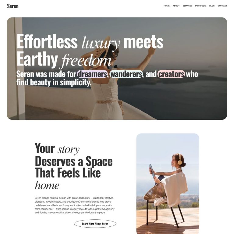 Seren template — preview of its design
