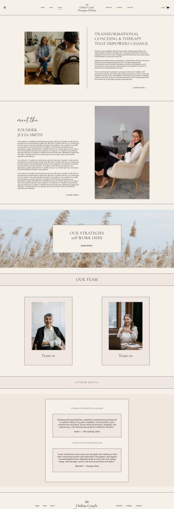 The About page of the Serene Squarespace template