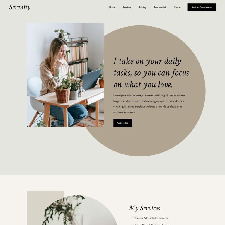 Serenity template — preview of its design