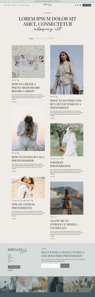 The Shelley Blog page, top to bottom