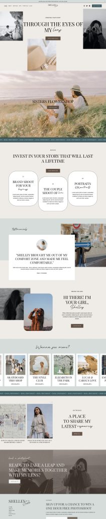 The Shelley Home page, top to bottom