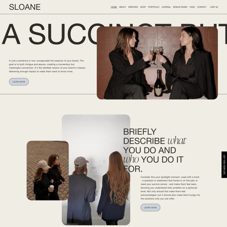 Sloane template — preview of its design