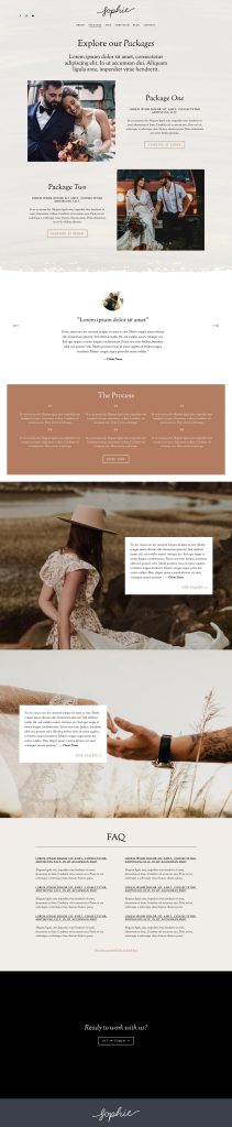 The Sophie Packages page, top to bottom